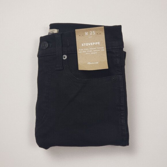 Madewell Stovepipe High-Rise Jeans Women's Size 25 in Black Rinse Wash MSRP $138 - Picture 15 of 16